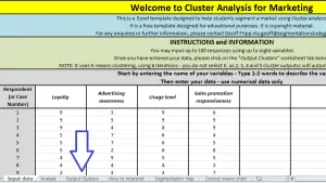 cluster analysis output tab